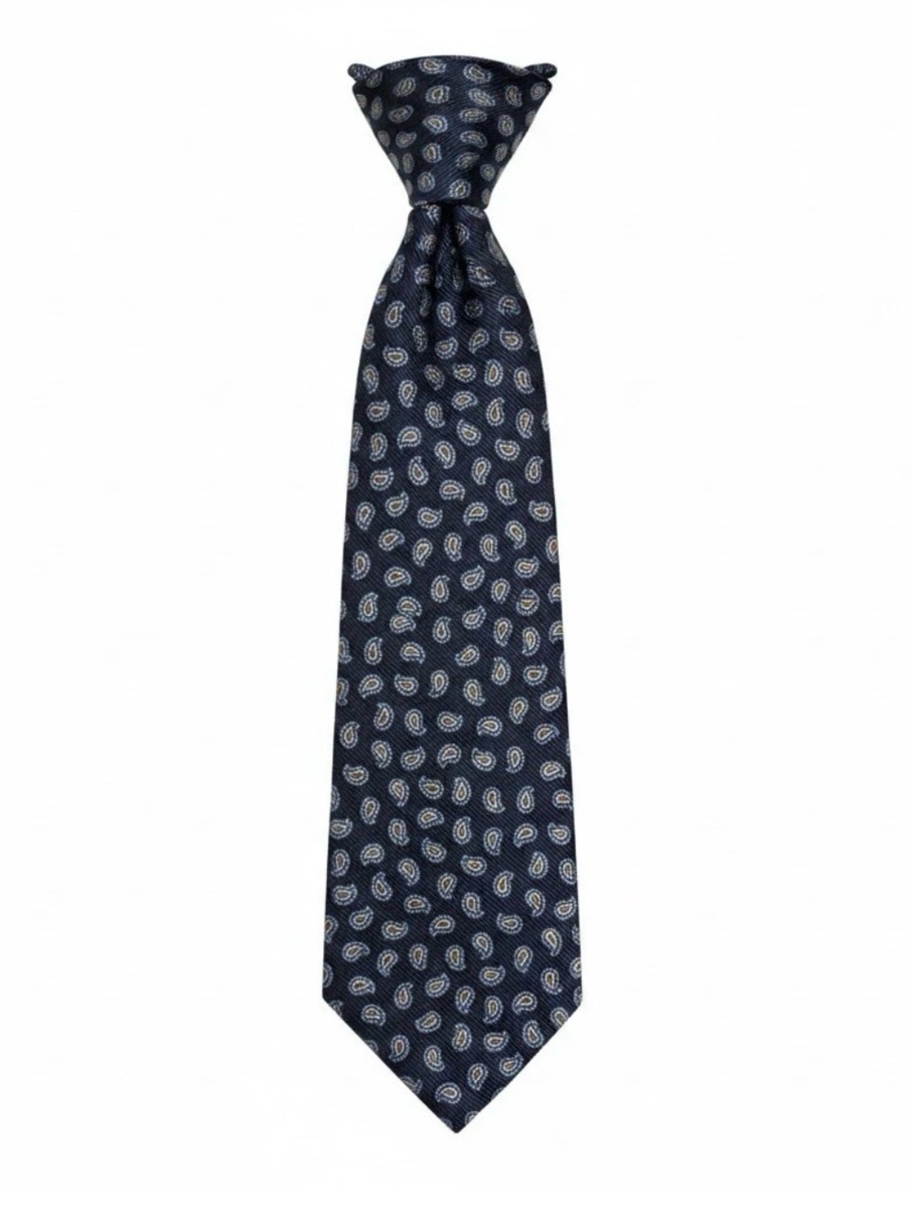 Brooks Brothers Navy Paisley Silk Tie with White Accents